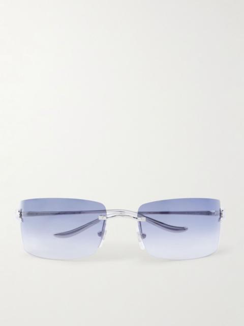 Cartier Rimless Square-Frame Silver-Tone Sunglasses Silver
