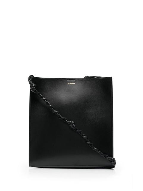 logo-print leather shoulder bag