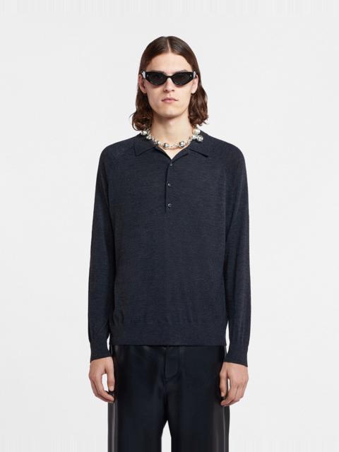 PLATO - Merino wool polo shirt - Charcoal