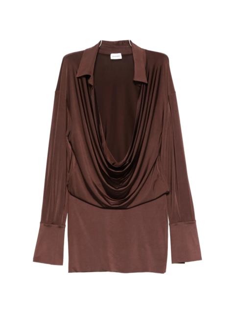 THE ANDAMANE The Andamane Lilia Draped-front Collared Mini Dress