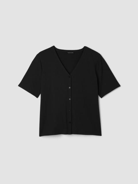 EILEEN FISHER Ribbed Knit V-Neck Top