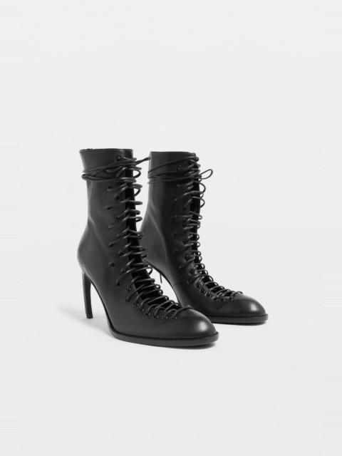 Ann Demeulemeester Lora Ankle Lace-Up Rose Thorn Heel Boots