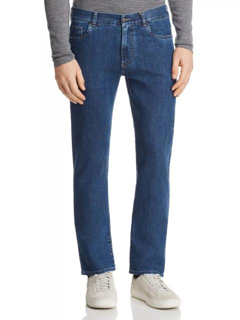 Canali Stretch New Straight Fit Jeans in Blue Denim