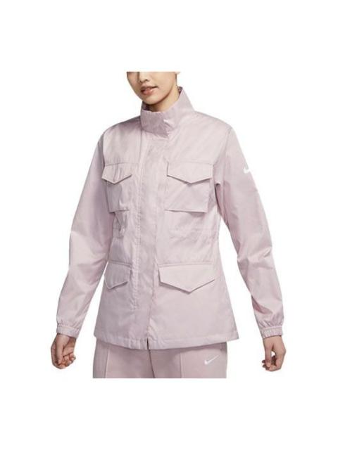 Nike (WMNS) Nike Multiple Pockets Stand Collar Solid Color Woven Champagne Color Jacket CZ8973-645