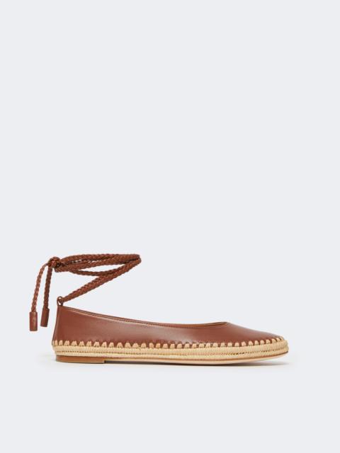 Max Mara Nappa and raffia ballerinas - TOBACCO