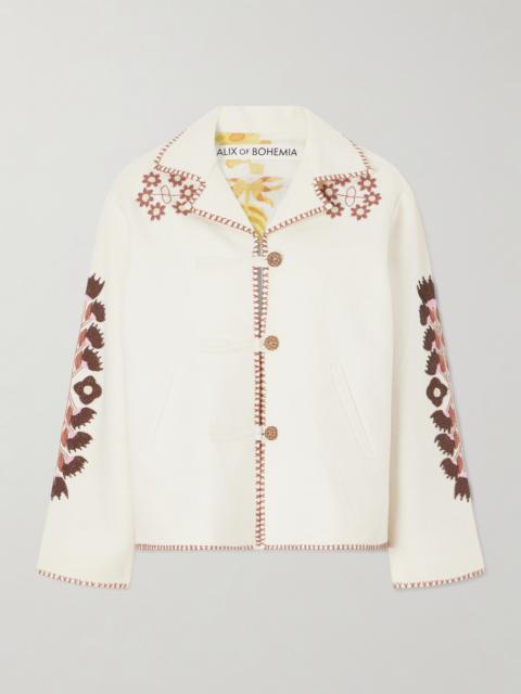 ALIX OF BOHEMIA Western Cactus Bead-embellished Textured-silk Jacket
