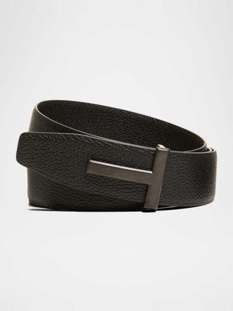 TOM FORD Men's Reversible T-Buckle Leather Belt, 40mm
