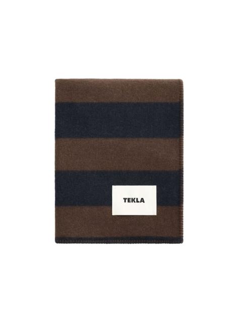 TEKLA Tekla Lambswool Blanket Walnut & Dust Blue Stripes