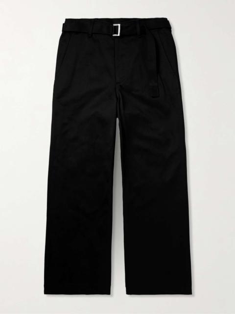 sacai Straight-Leg Belted Cotton-Gabardine Trousers