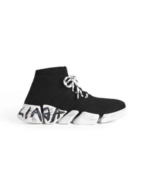 Women's Speed 2.0 Lace-up Graffiti Recycled Knit Sneaker  in Black
