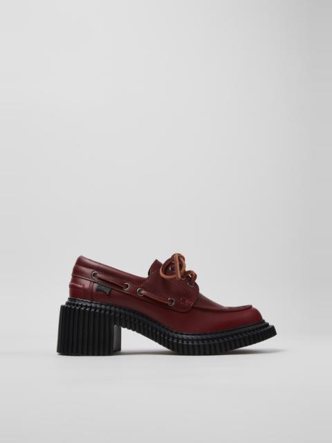 CAMPER Pix London Burgundy Leather Moccasins for Women.