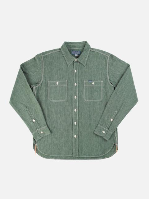 IHSH-290-GRN 10oz Mock Twist Selvedge Chambray Work Shirt - Green 'The Salt and Jalapeño'