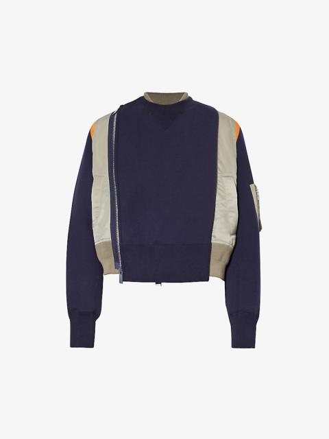 sacai Colour-block cotton-blend jersey sweatshirt