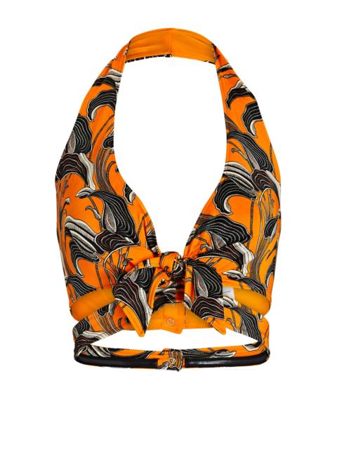rabanne Tie-Front Floral Halter Crop Top