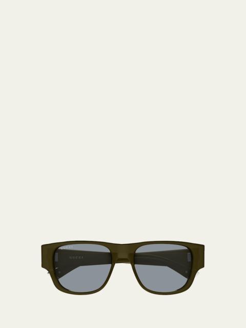 GUCCI Men's GG2073S Acetate and Bio-Nylon Rectangle Sunglasses