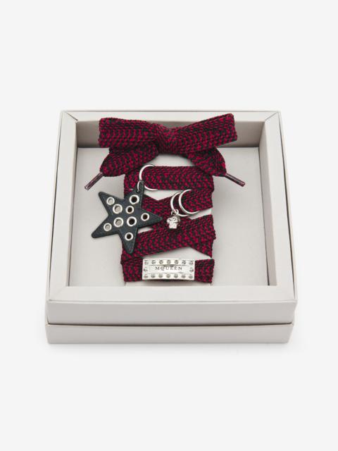Alexander McQueen Charm Hiking Shoelaces in Black/Red