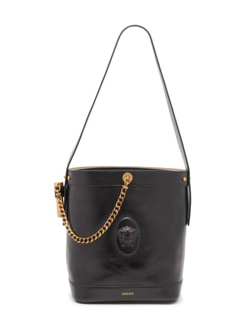 VERSACE Women's Pivot Small Leather Bucket Bag - Black Gold