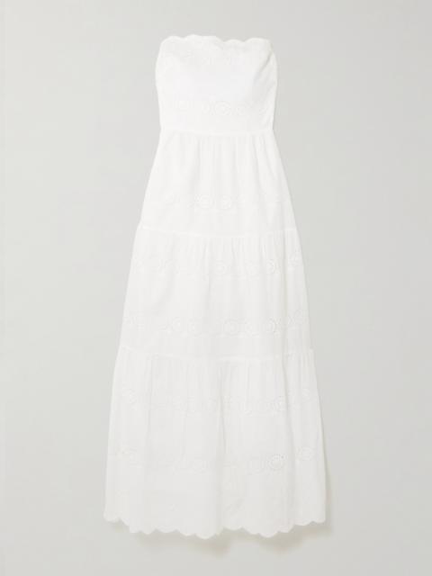 MELISSA ODABASH Sophie Strapless Scalloped Broderie Anglaise Cotton Midi Dress