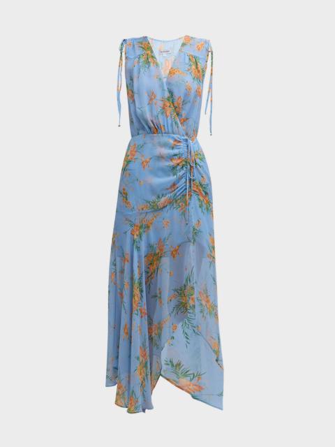 Dovima Sleeveless Ruched Floral Maxi Dress