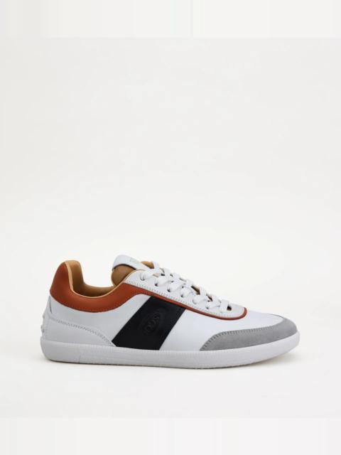 Tod's TOD'S TABS SNEAKERS IN LEATHER - WHITE, BLACK, BROWN