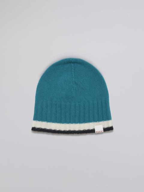 Marni PALE BLUE COLOUR-BLOCK VIRGIN WOOL HAT