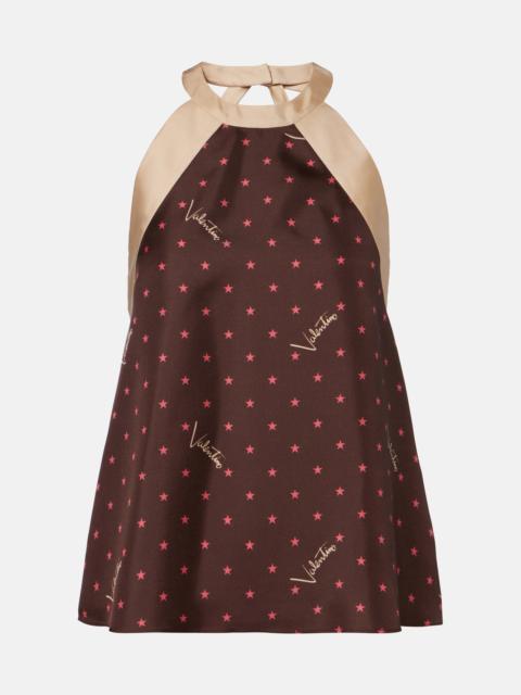 Valentino Printed halterneck silk twill top