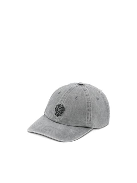 SUNFLOWER flower-embroidered faded-finish baseball cap