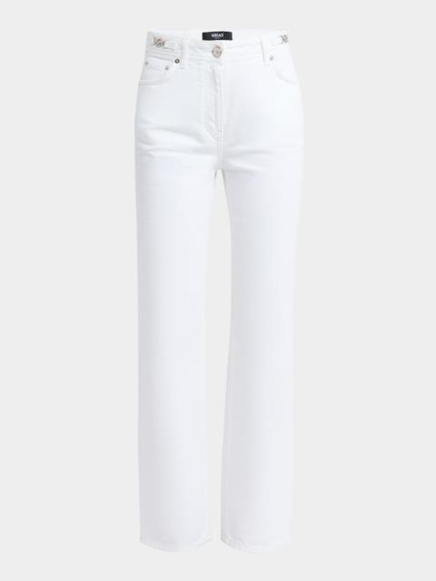 VERSACE White Washed Denim Straight-Leg Pants