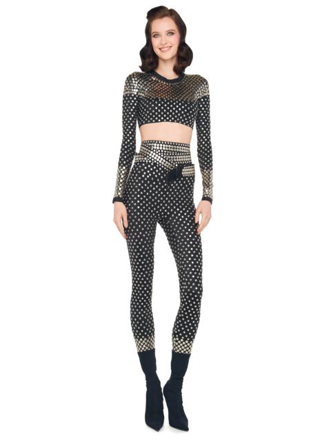 NORMA KAMALI STUD CREWNECK CROPPED TOP