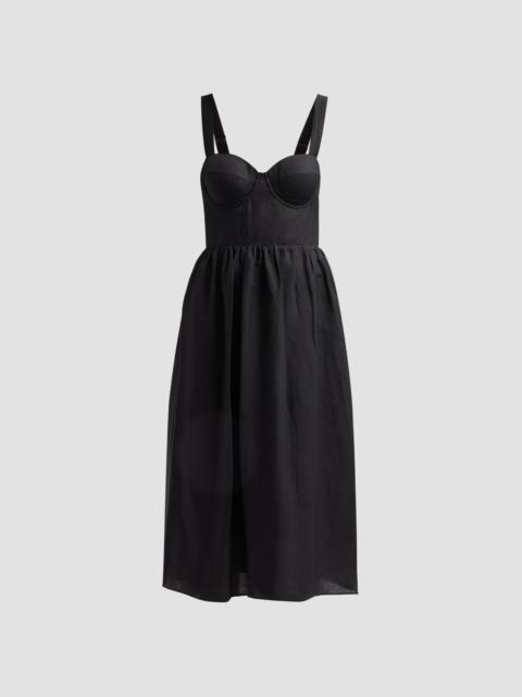 L'AGENCE Women's Tiani Bustier Linen-Blend Midi Dress - Black