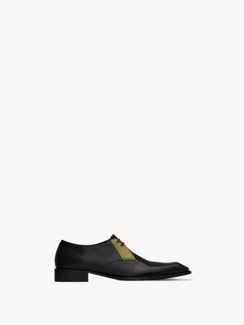 SAINT LAURENT NICO DERBIES IN GLAZED LEATHER AND TPU