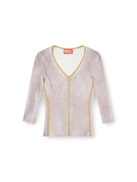 Diesel RIBBED V-NECK JUMPER WITH CONTRAST BANDS