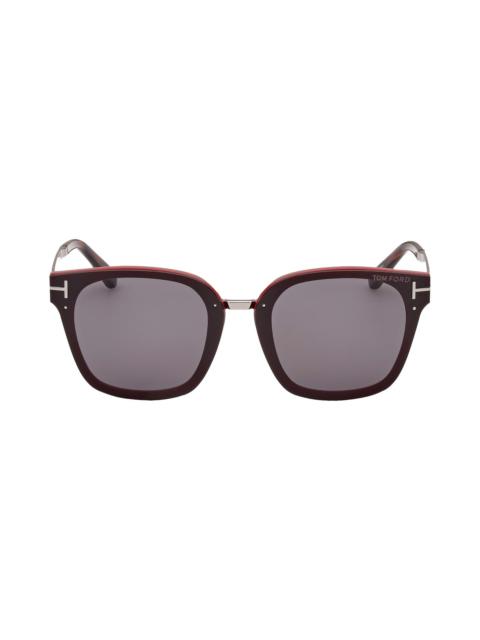 TOM FORD Philippa 68mm Gradient Square Sunglasses in Shiny Bordeaux/Smoke at Nordstrom