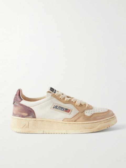 AUTRY Super Vintage Distressed Paneled Metallic Leather Sneakers