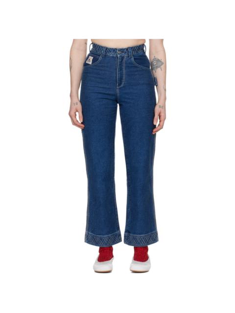 BODE Blue Embroidered 'Knolly Brook' Jeans