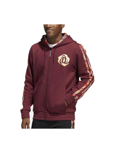 Men's adidas CNY Basketball Sports Hooded Jacket Brown Red HD7932