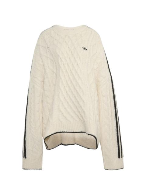 adidas cable-knit side-stripe sweater