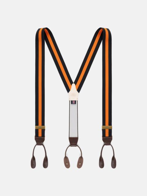 J. PRESS MADE-IN-ENGLAND BLACK & ORANGE STRIPED BARATHEA BRACES