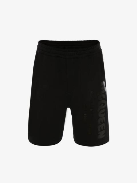 Alexander McQueen Men's McQueen Graffiti Shorts in Black