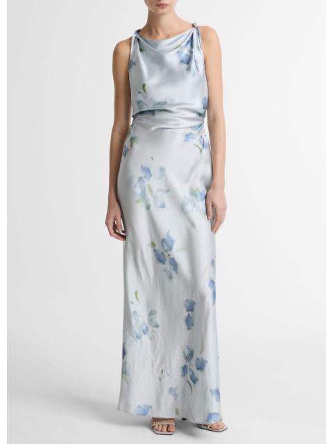 Vince Petal Blur Satin Twist-Shoulder Dress