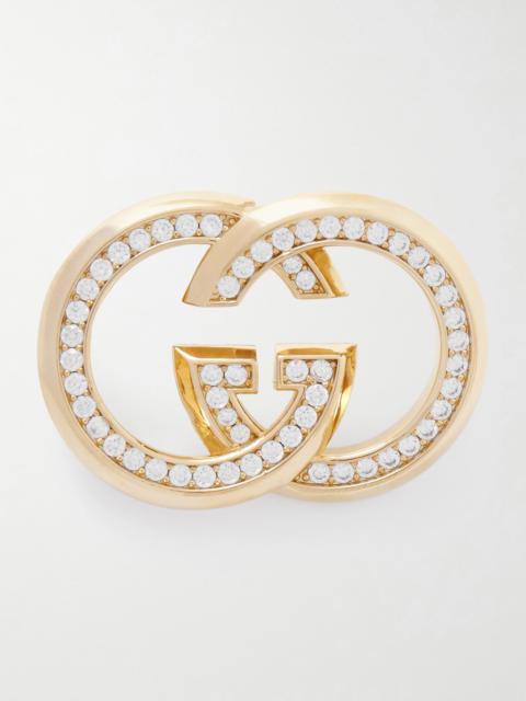 GUCCI Gold-tone And Cubic Zirconia Brooch