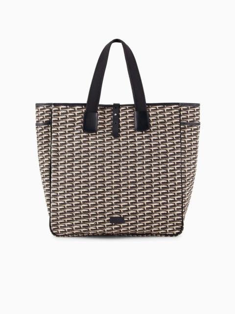 Oversized shopper bag in printed canvas