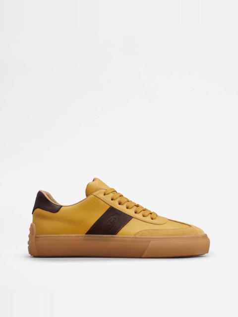 Tod's SNEAKERS IN LEATHER - YELLOW, BROWN