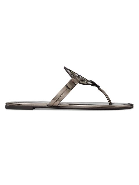 TORY BURCH Women's Miller Logo Flat Sandals - Shiny Dark Grey