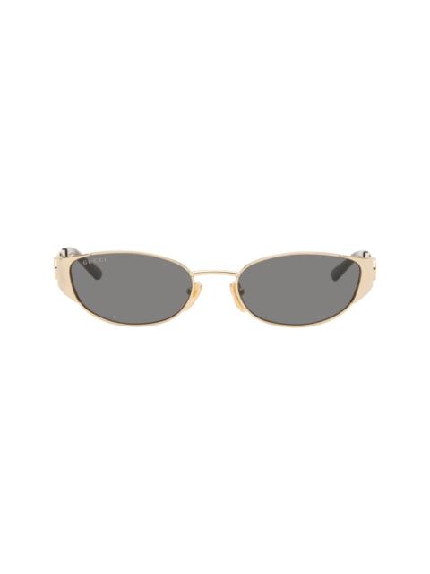 GUCCI Gold Oval-Frame Sunglasses