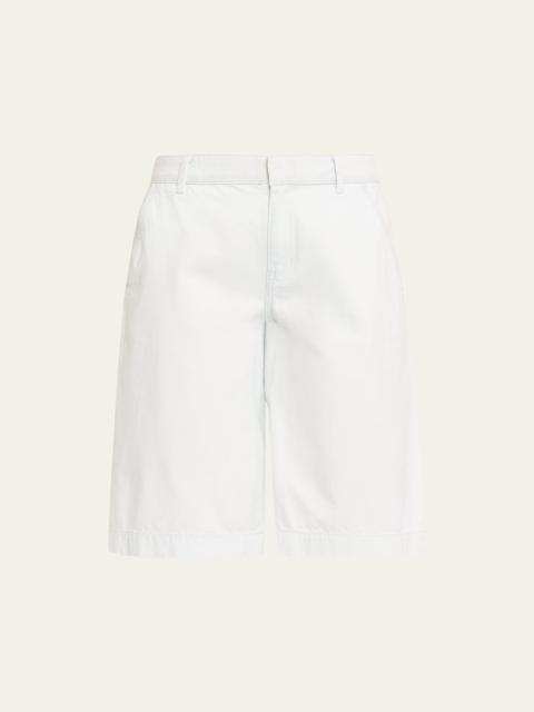 Relaxed Cotton Twill Long Shorts