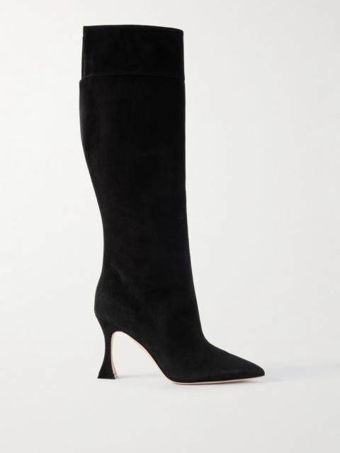 Manolo Blahnik Miralonepla 90 Suede Knee Boots