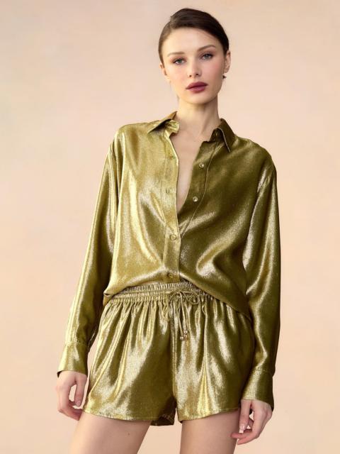 CYNTHIA ROWLEY Liquid Gold Lamé Shorts