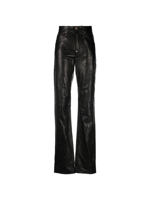 straight-leg lambskin trousers