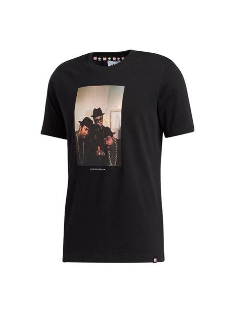 adidas adidas originals Run Dmc Photo T Printing Sports Round Neck Short Sleeve Black GN5928